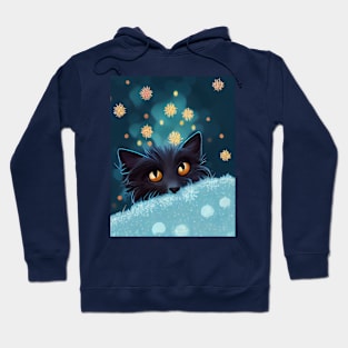 Christmas Black Cat on the Roof Hoodie